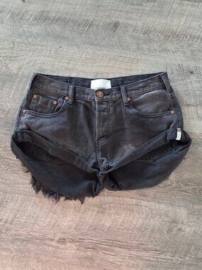 One Teaspoon Bandits Washed Black Denim Shorts.